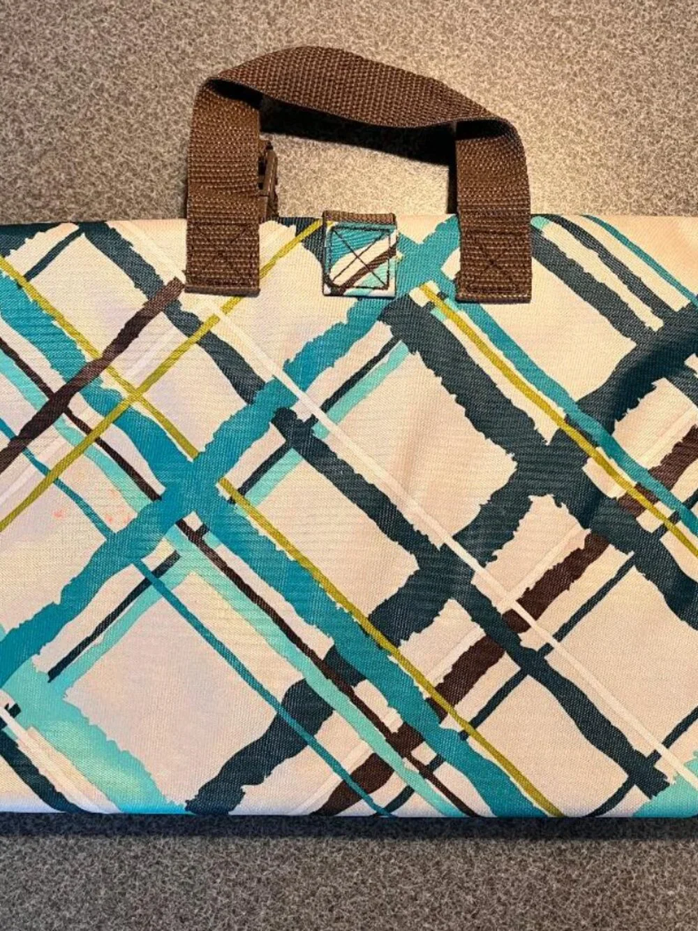 Thirty One Folding Travel Cosmetic Jewelry Hanging Bag Case Color Sea Plaid